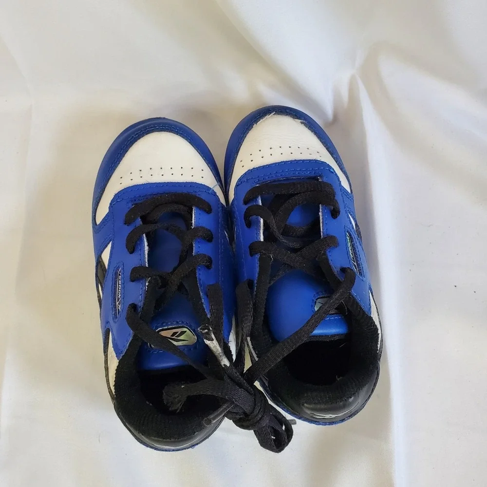 Reebok Classic Leather Infants Running Shoes‎ Blue/Black/White 7